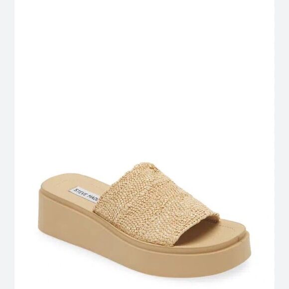 Steve Madden Gimmee Raffia Flatform Sandals - Picture 1 of 6